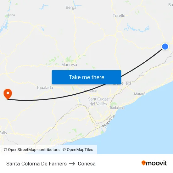 Santa Coloma De Farners to Conesa map