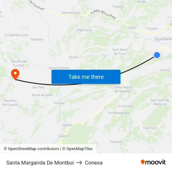 Santa Margarida De Montbui to Conesa map