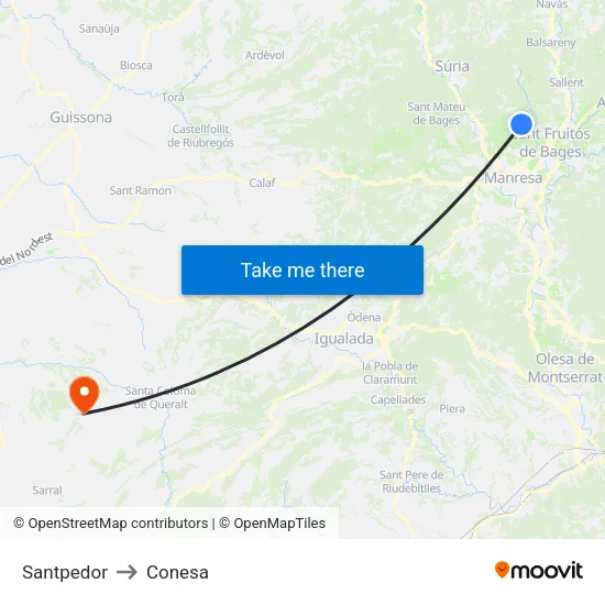 Santpedor to Conesa map
