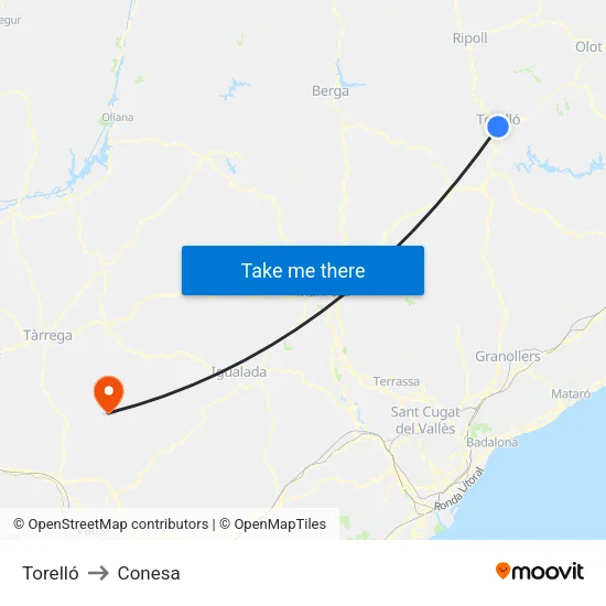 Torelló to Conesa map