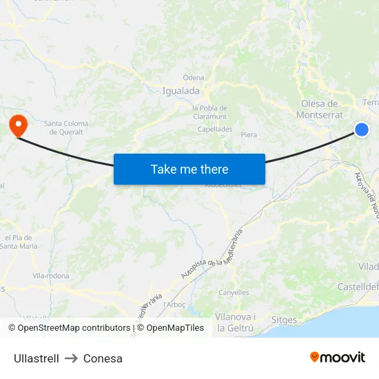 Ullastrell to Conesa map