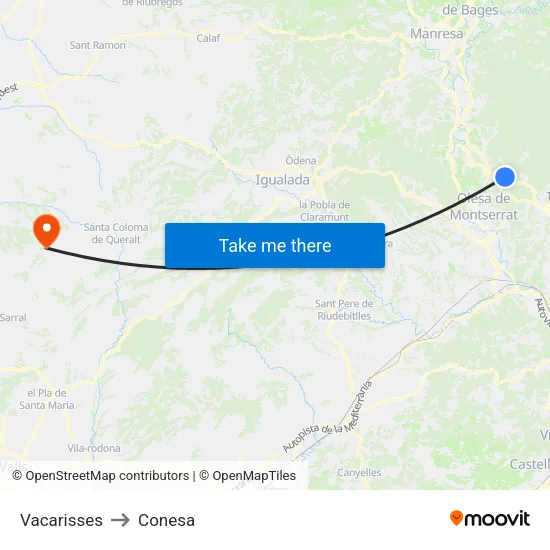 Vacarisses to Conesa map