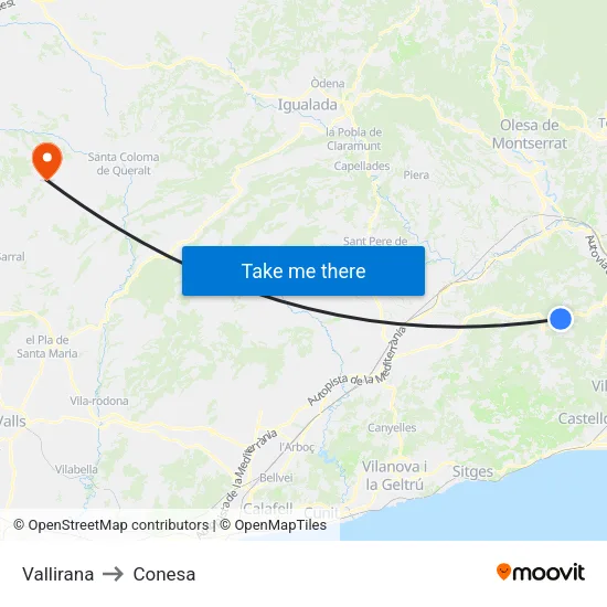 Vallirana to Conesa map