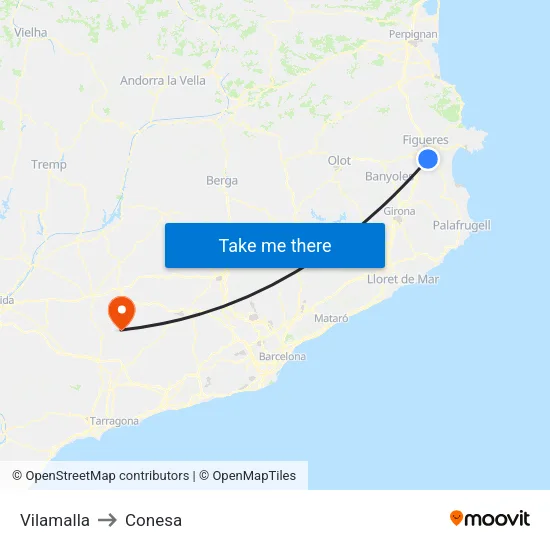Vilamalla to Conesa map