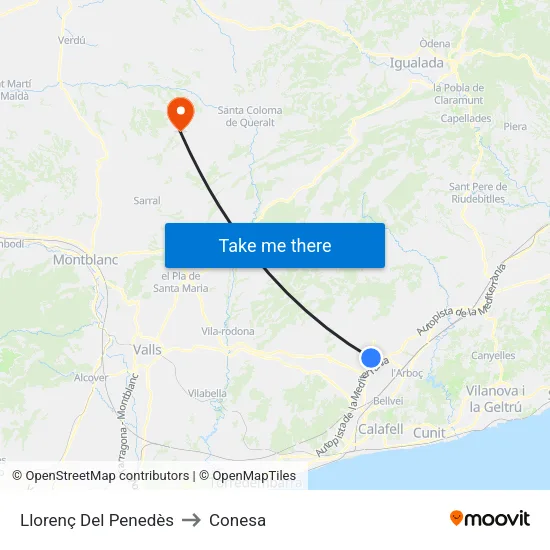 Llorenç Del Penedès to Conesa map