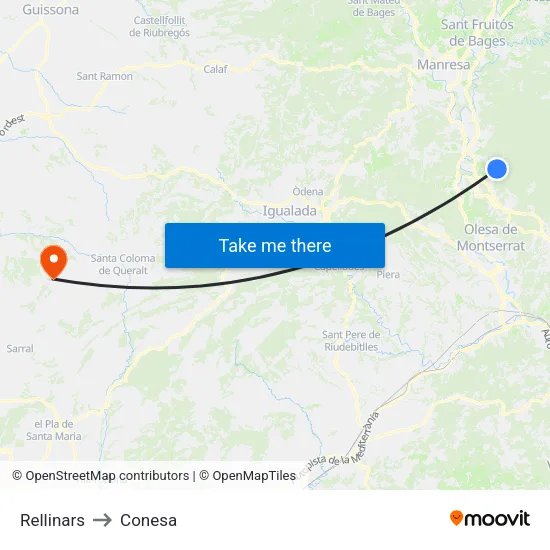 Rellinars to Conesa map