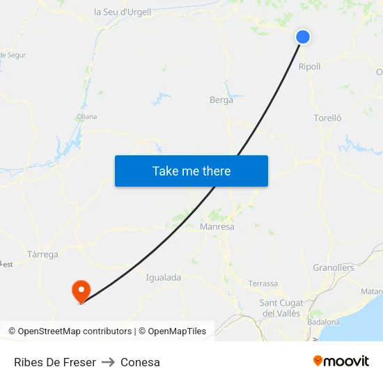 Ribes De Freser to Conesa map