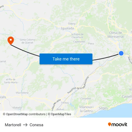 Martorell to Conesa map