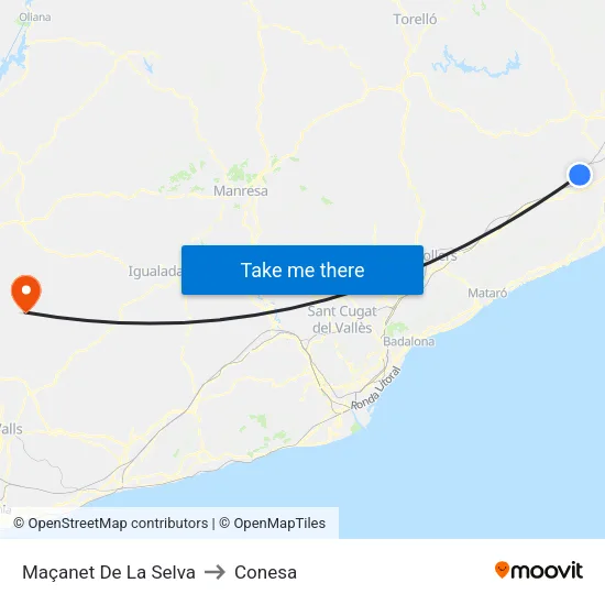 Maçanet De La Selva to Conesa map