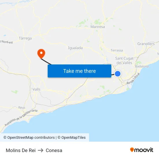 Molins De Rei to Conesa map
