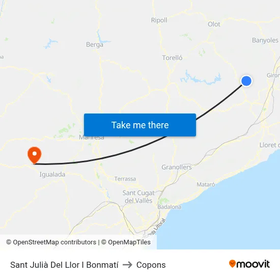 Sant Julià Del Llor I Bonmatí to Copons map