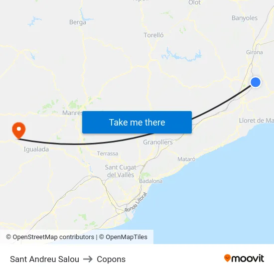 Sant Andreu Salou to Copons map