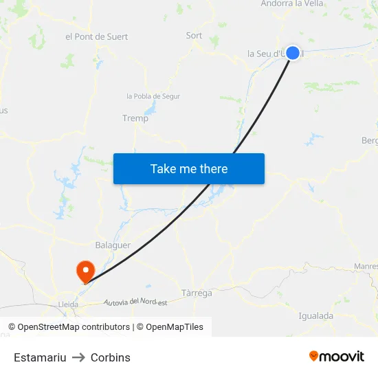 Estamariu to Corbins map