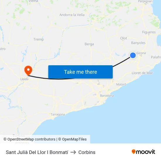 Sant Julià Del Llor I Bonmatí to Corbins map