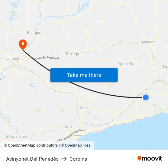 Avinyonet Del Penedès to Corbins map