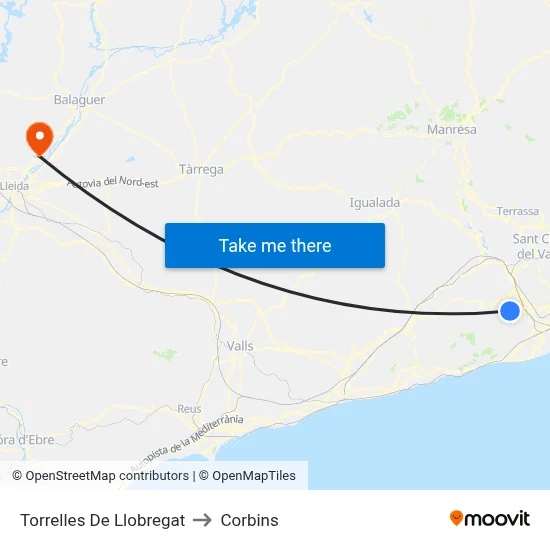 Torrelles De Llobregat to Corbins map