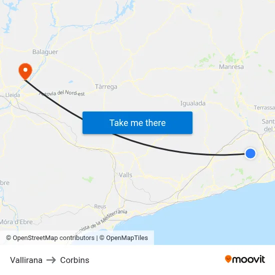 Vallirana to Corbins map