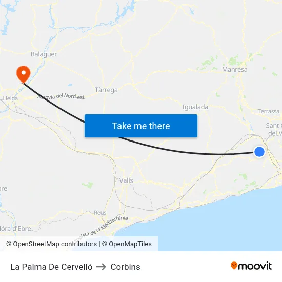 La Palma De Cervelló to Corbins map