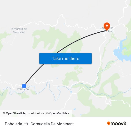 Poboleda to Cornudella De Montsant map