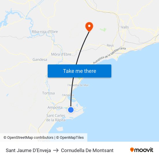 Sant Jaume D'Enveja to Cornudella De Montsant map