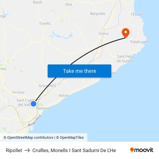 Ripollet to Cruïlles, Monells I Sant Sadurní De L'He map
