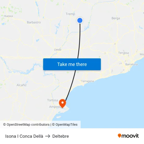 Isona I Conca Dellà to Deltebre map