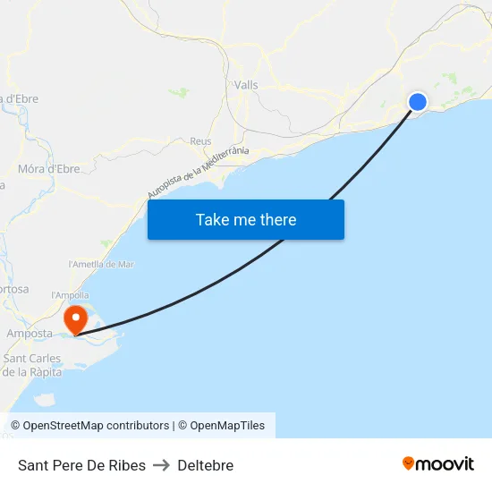 Sant Pere De Ribes to Deltebre map