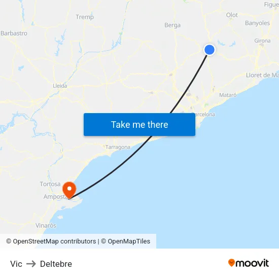 Vic to Deltebre map