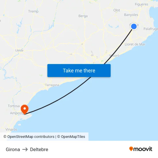 Girona to Deltebre map