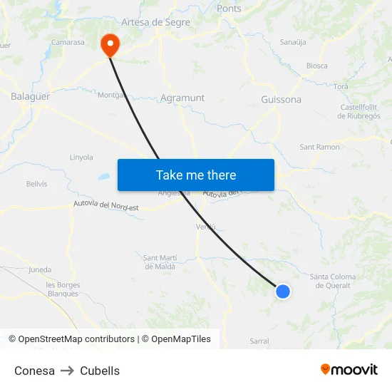Conesa to Cubells map