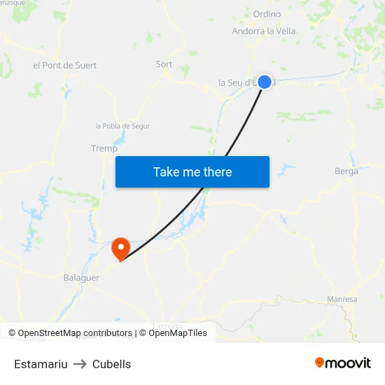 Estamariu to Cubells map