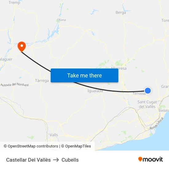 Castellar Del Vallès to Cubells map