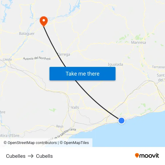 Cubelles to Cubells map