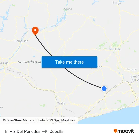 El Pla Del Penedès to Cubells map