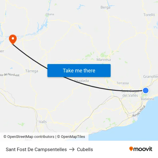 Sant Fost De Campsentelles to Cubells map