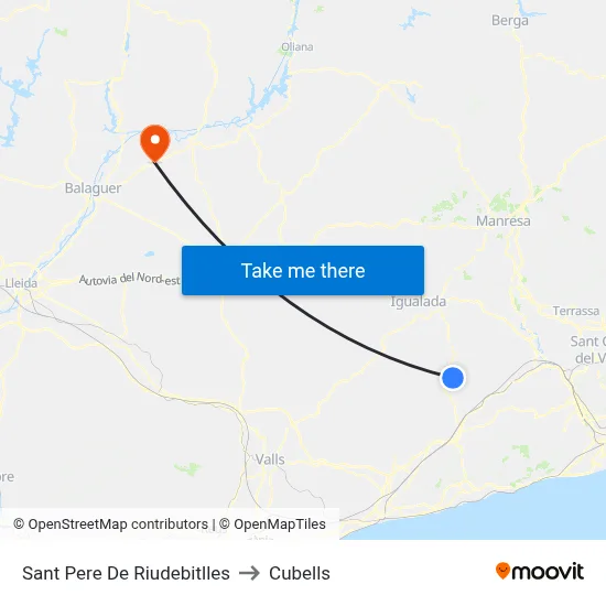 Sant Pere De Riudebitlles to Cubells map