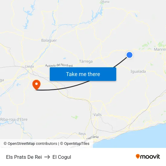 Els Prats De Rei to El Cogul map