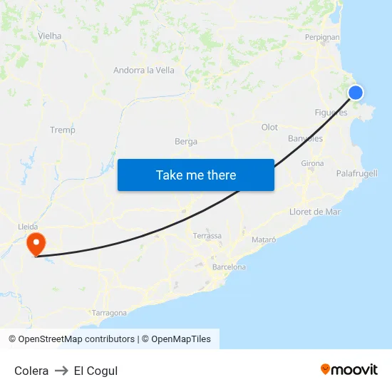 Colera to El Cogul map