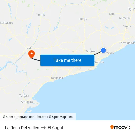 La Roca Del Vallès to El Cogul map