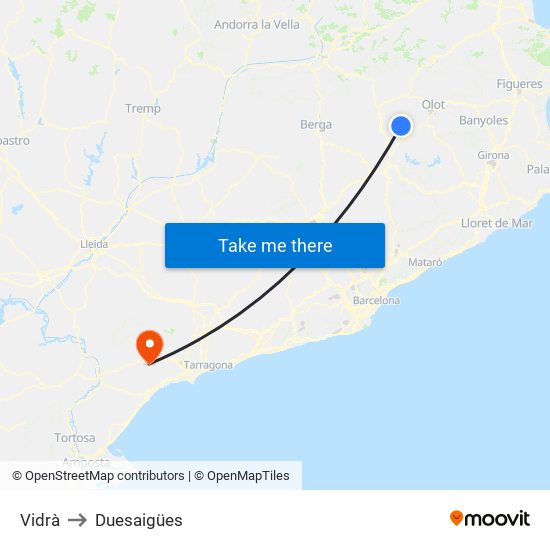 Vidrà to Duesaigües map