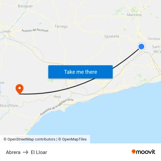 Abrera to El Lloar map