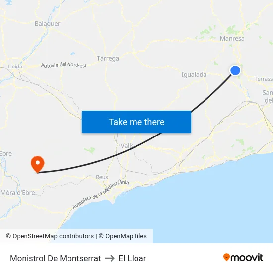 Monistrol De Montserrat to El Lloar map