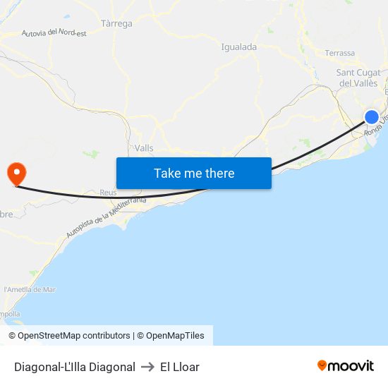 Diagonal-L'Illa Diagonal to El Lloar map