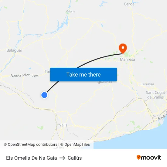 Els Omells De Na Gaia to Callús map