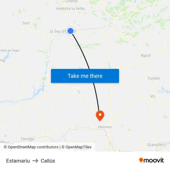 Estamariu to Callús map