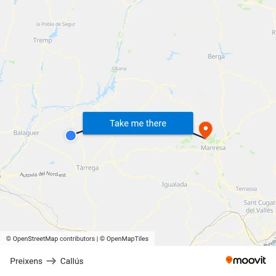 Preixens to Callús map