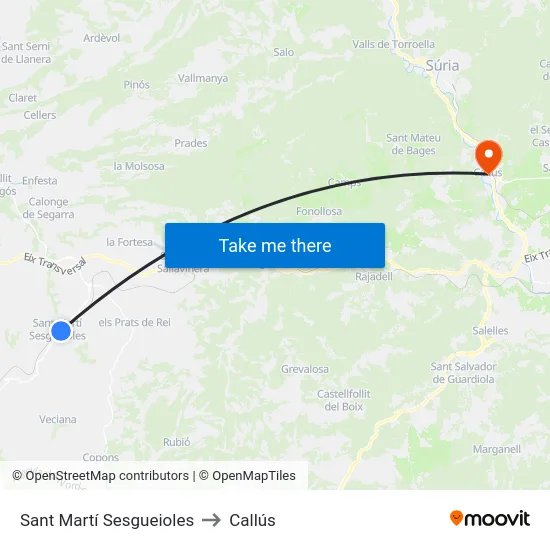 Sant Martí Sesgueioles to Callús map