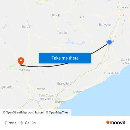 Girona to Callús map