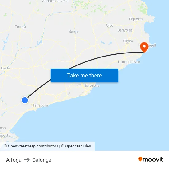 Alforja to Calonge map