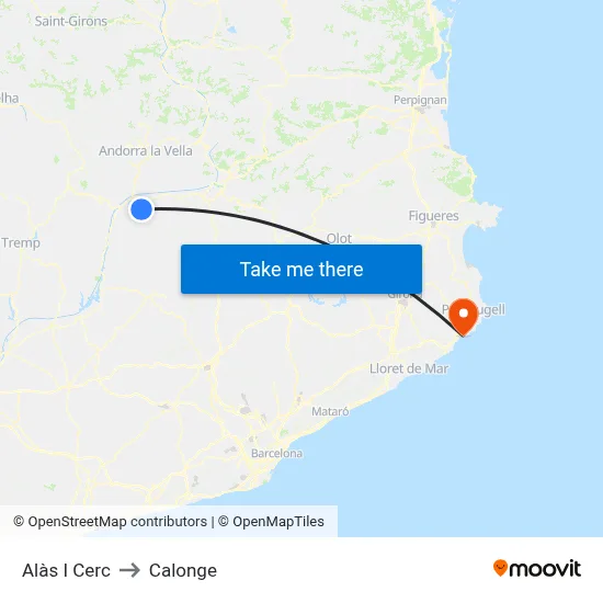 Alàs I Cerc to Calonge map